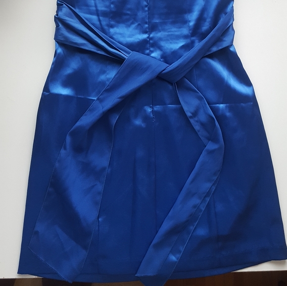 Royal blue strapless size 9 shiny mini dress y2k - Picture 5 of 6